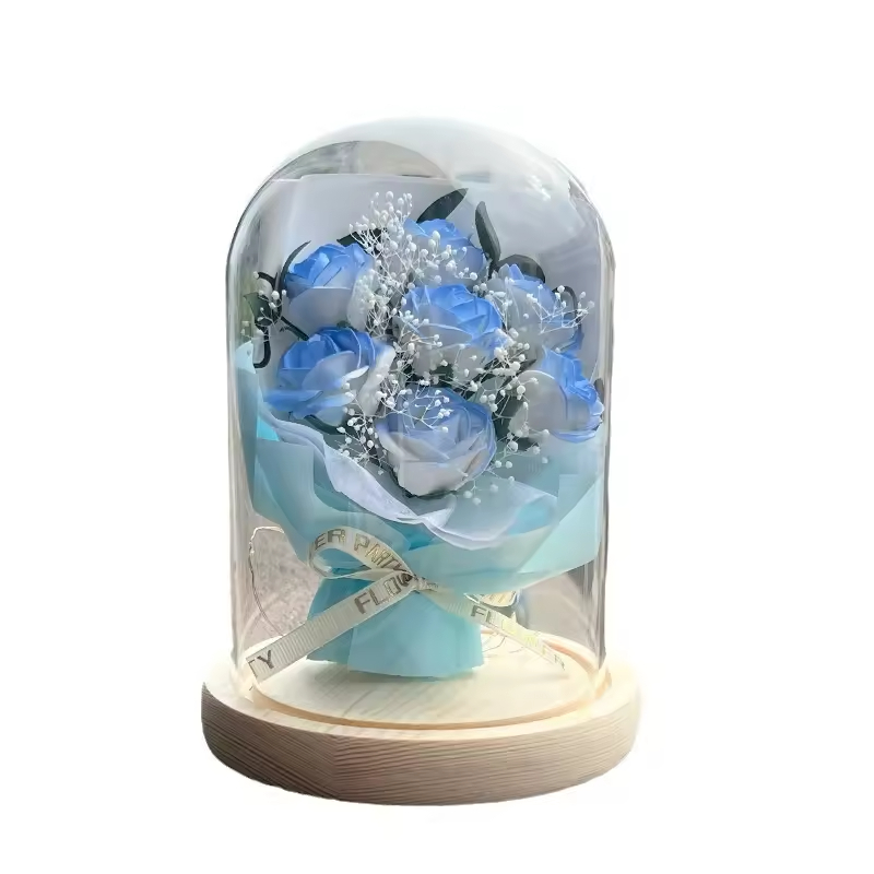 Tronco 7 rosas orquídea hielo picado