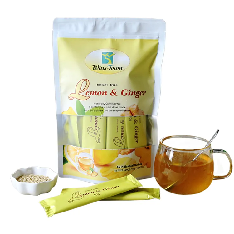 तत्काल नींबू अदरक चाय शीर्ष गुणवत्ता कस्टम हर्बल वजन घटाने नींबू अदरक सफेद होने वाली फेकल डेटॉक्स चाय