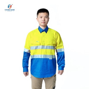 Hi-Vis Night双色安全衬衫，斜纹面料，腋下和背部有网眼; Hi-vist反光带工作服 - Product Image 6