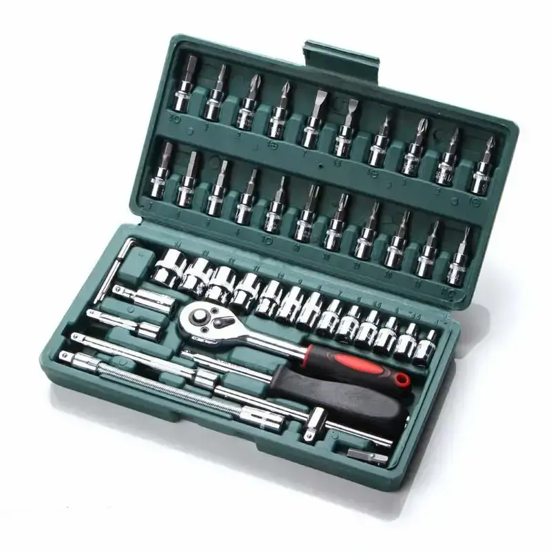 46pcs Máquina Manual Auto Reparação Combinação Mão Impact Spanner Ratchet Socket Wrench Tool sets