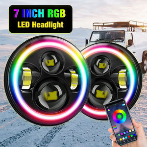 7 inç yuvarlak Led İş işık far RGB Halo mobil uygulama kontrol beyaz sarı far için Jeep yüksek düşük işın sis işık - Product Image 5