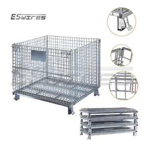Contenedor apilable de malla de alambre de acero soldado con metal para almacenamiento de almacén personalizado - Product Image 1
