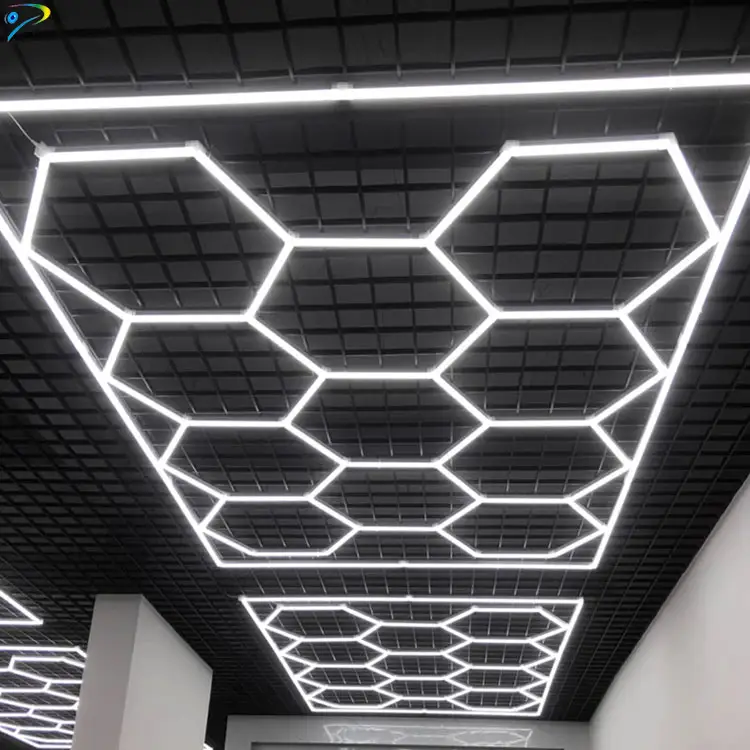 2400*4800MM Hexagon Detailing Workshop Ceiling Led Lights For Car Shop And Garage honeycomb lights hexagonal led light