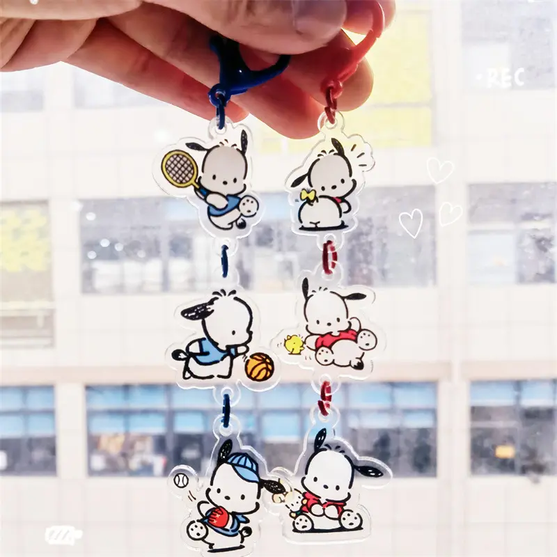 Personalizzato design personalizzato doule stampa fronte carino anime animale cartone animato acrilico portachiavi charms