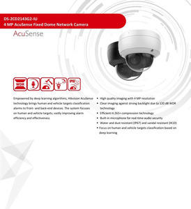 原装Hik监控DS-2CD2143G2-IU IP 4MP POE Vandal内置麦克风固定圆顶网络摄像机 - Product Image 2