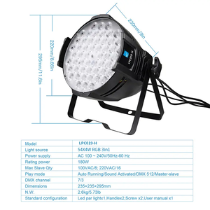 Big Dipper 54*4W Par RGB 3 In 1เวที Led Par Light LPC019-H พร้อม RDM Function ล้าง effect สำหรับ Weeding Dj โปรเจคเตอร์