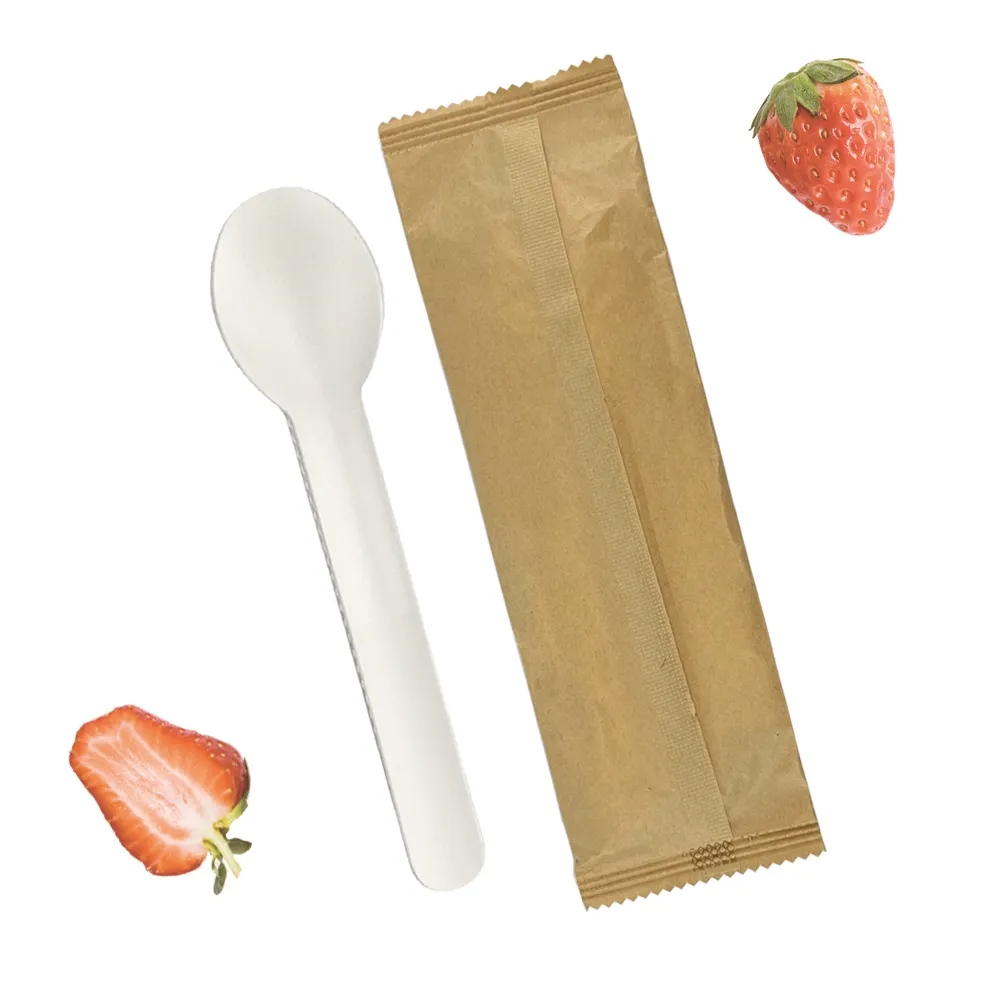 Tổng số màu xanh lá cây sản phẩm compostable Nhà Bếp Bộ đồ ăn dùng một lần dao kéo giấy muỗng