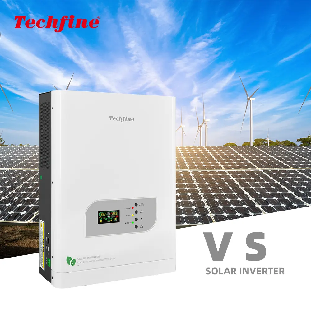 Techfine Energy inverter tenaga surya, inverter daya off-grid 1kVA 800w dengan 60A MPPT untuk sistem rumah