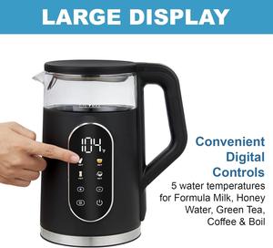 Hervidor eléctrico blanco de 1,7 L, tetera hirviendo de vidrio sin BPA, Control de temperatura inalámbrico, 4 programas de calefacción preestablecidos, Té doméstico - Product Image 3