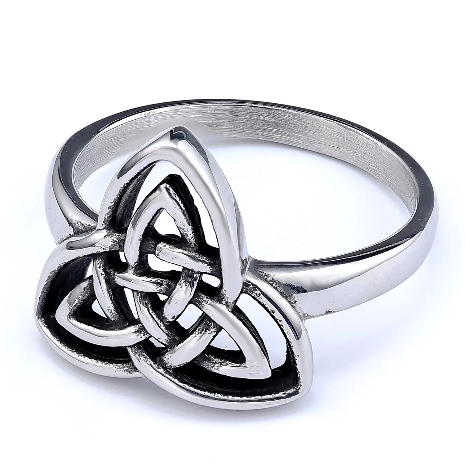 आयरिश शैली त्रिकात्र त्रिकोण गाँठ के छल्ले स्टेनलेस स्टील महिला लड़कियों की शादी बैंड पैर की अंगूठी आकार 5-10