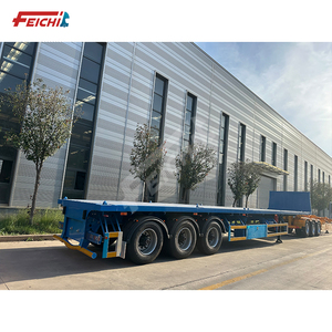 Capacidad de carga 40 toneladas Semirremolque de superficie plana de 3 ejes con guardabarros delantero Transporte de 40 pies Contenedor Semirremolque de superficie plana para la venta - Product Image 6
