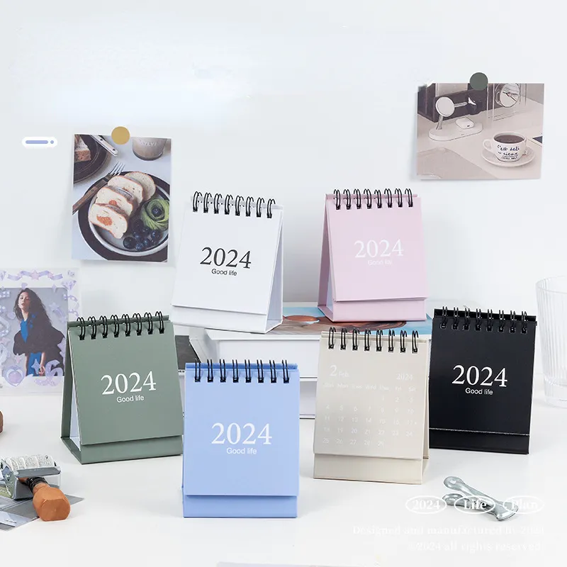Calendario 2024, calendario de escritorio kawaii, adornos de escritorio, calendario transfronterizo portátil