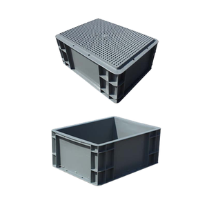 Caja resistente de plástico reciclable plegable anidable Caja de rotación sólida para almacenamiento logístico