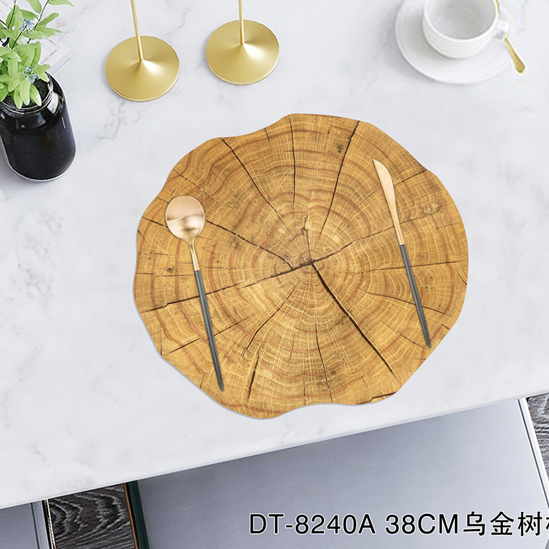 Easy Clean Stump Shape PVC Gold Dinning Placemats