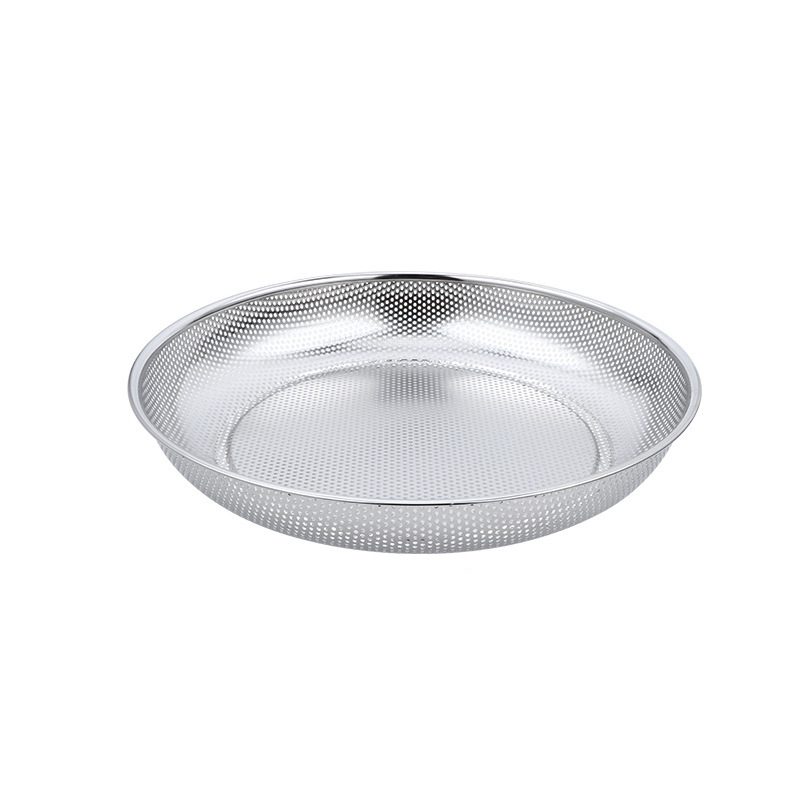 Round Steam Food Tray Multi-purpose Kitchenware Stainless Steel Flat Tray With Dense Holes