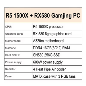 Gaming Desktop <strong>Pc</strong> Computer Rebuilt Gaming <strong>Pc</strong> R5 1500X with Rx 580 Graphics Card Ram 16g 256gb Ssd Computer - Product Image 2