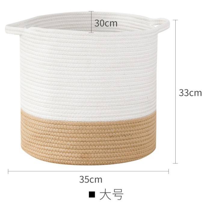 Grand panier de rangement tissé en coton (35*33*30 cm)