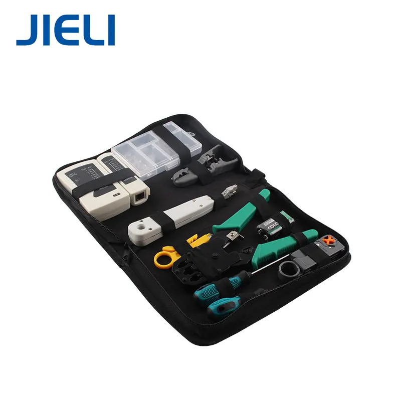 RJ45/12/11Networking Ethernet Hand Tool Set 14pcs Crimper Cutter Stripper Cable Tester Lan Network Tool Kit Set