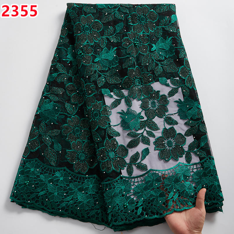 Paillettes de cristal vert foncé mariée broderie de luxe