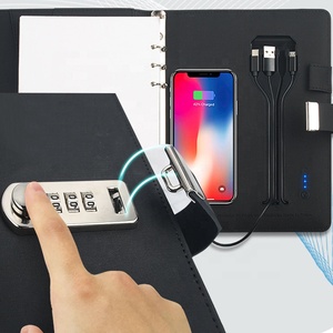 Cuaderno de cuero Pu con bloqueo de contraseña, Bloc de notas inteligente, A5, regalo de negocios, con batería externa, organizador de 8000mah - Product Image 3
