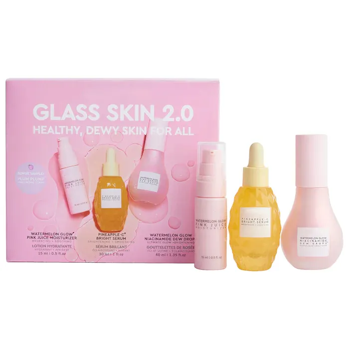 Free Sample Vegan Glass Skin Gift Kit Watermelon Glow Niacinamide Pineapple C Bright Serum Skincare Set Whitening Facial Kit