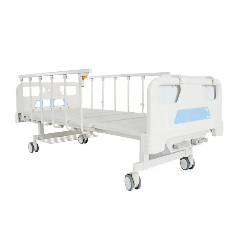 Cama de hospital manual dobrável de metal para enfermagem de pacientes, equipamento médico com 2 manivelas, função manual B01- III-01