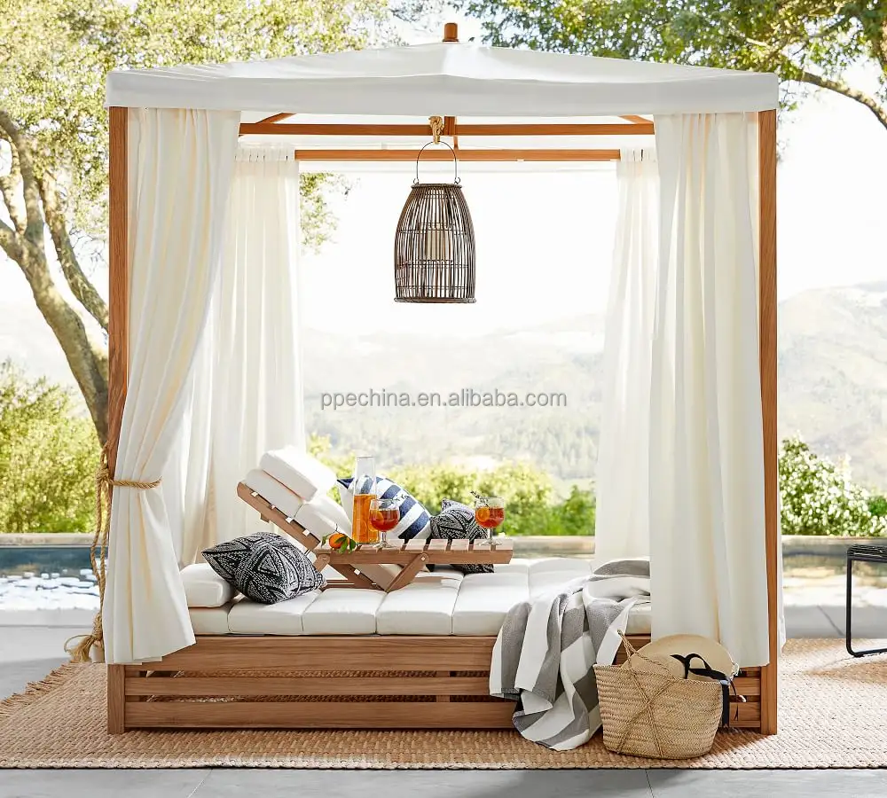 Bestseller Allwetter Strand Tages bett mit Baldachin hochwertige Terrasse Cabana Neues Design Outdoor Daybed