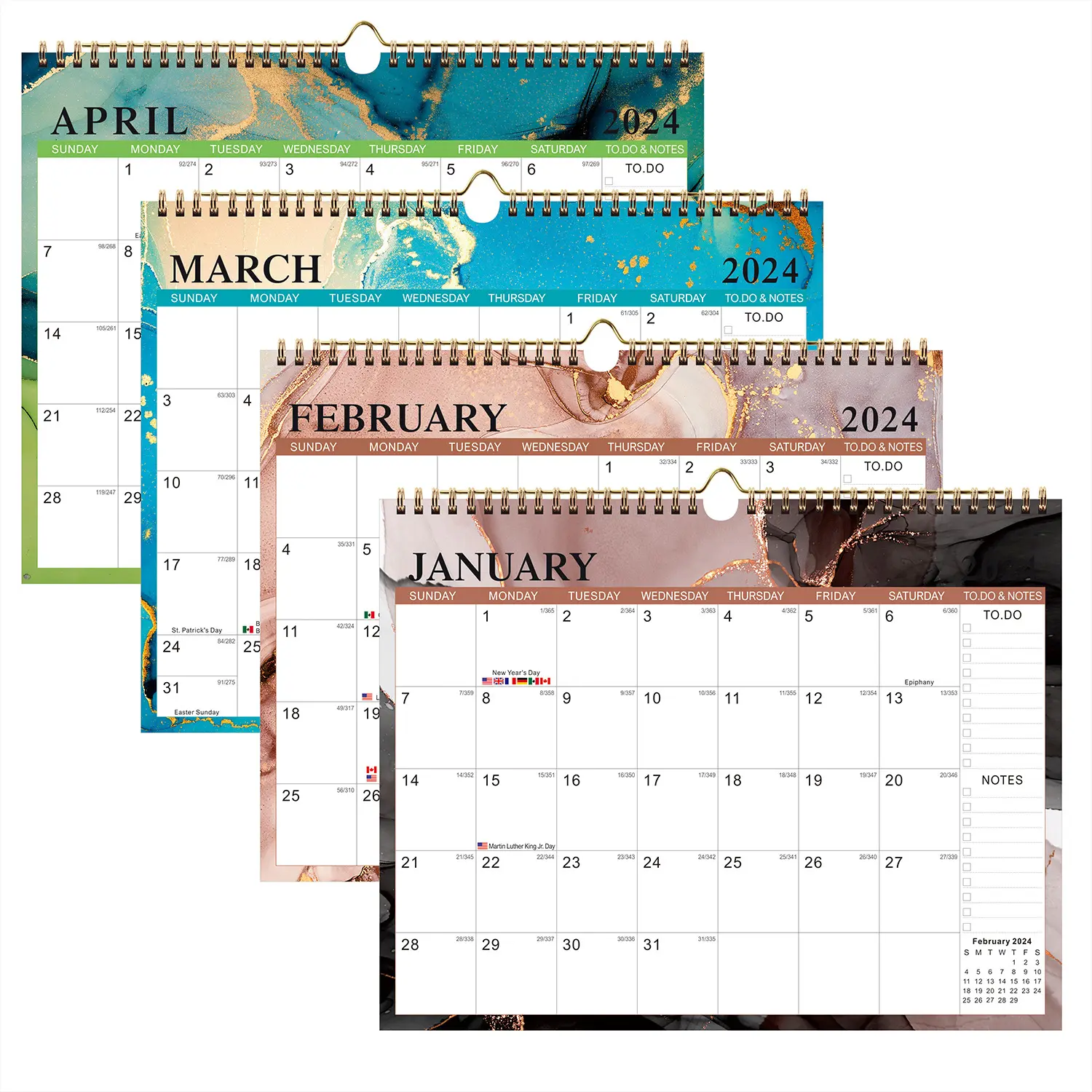 Anpassen des Druckens Hochwertiger Wandkalender Farb design 2023-2024 3 Monate Plan kalender