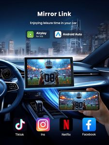 Sem fio 2.5/4K Dash Cam 9 "Carplay portátil Android Auto Stereo 1080p <span class=keywords><strong>Backup</strong></span> Câmera GPS Navi Espelho Link Voz Car Black Box
