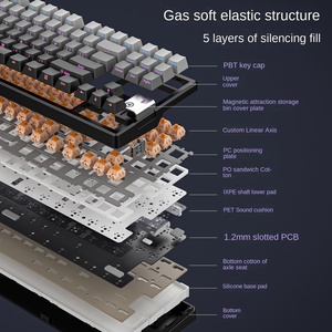 Y87 87-Key RGB Custom Wired Wireless para Bluetooth Gaming Keyboard Three-Mode Mechanical Side-Grabado Periféricos de computadora para - Product Image 1