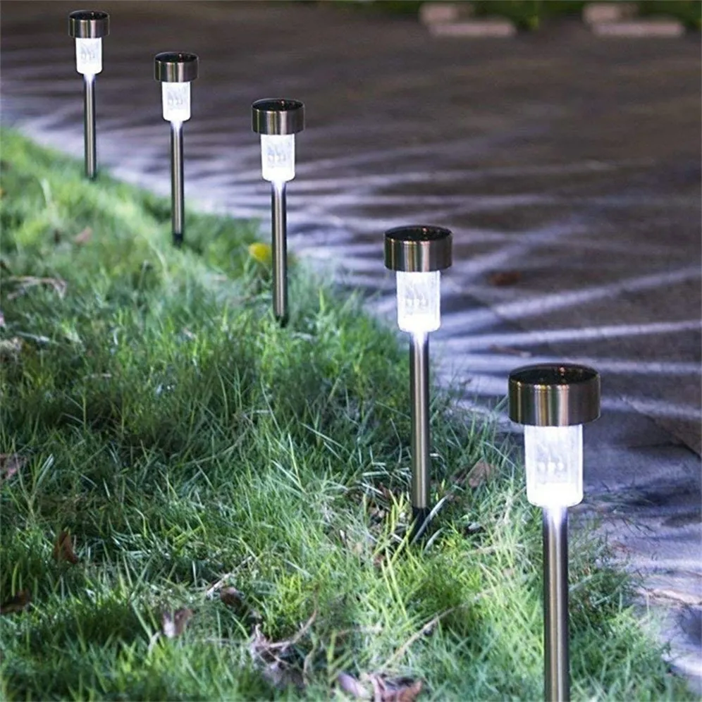 Solar Light Outdoor Garden Solar Light Lamp Waterproof LED Lawn Bollard Post Powered Solar Garden Light para a decoração do jardim ao ar livre