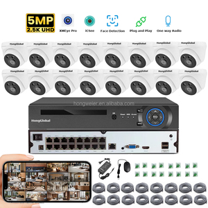 HongGlobal 5MP 16 canales Monitor de grabadora de vídeo en red POE Cámara doméstica NVR Sistema IP CCTV Kit Sistema de cámara de seguridad inalámbrica - Product Image 1