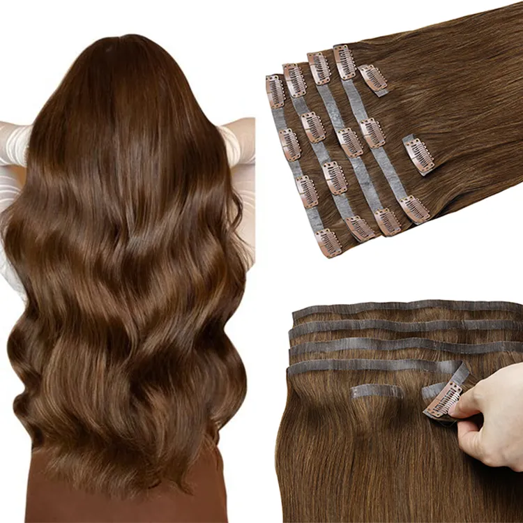 FH wholesale clip in human hair extension silky straight seamless clip in hair extension