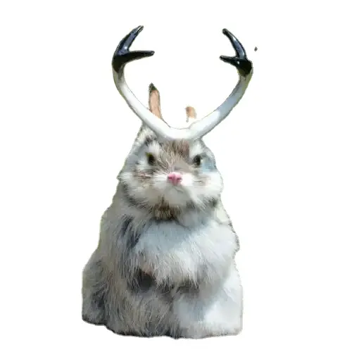 Estatuetas de animais Plush Bad Bunny com cervos Antlers Ornamentos Jackalope Soft Easter Rabbit Kids Brinquedos Para Decorações De Férias