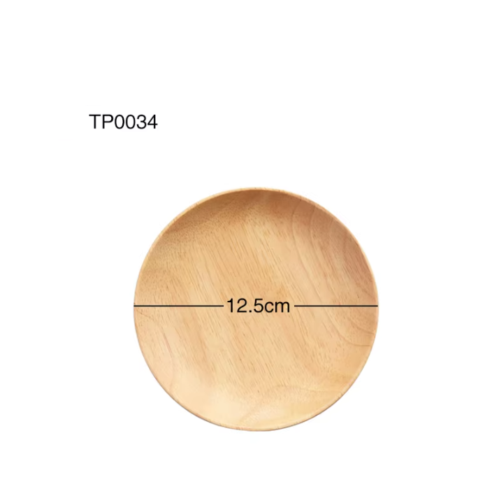 Plato redondo de madera maciza 12,5*2cm