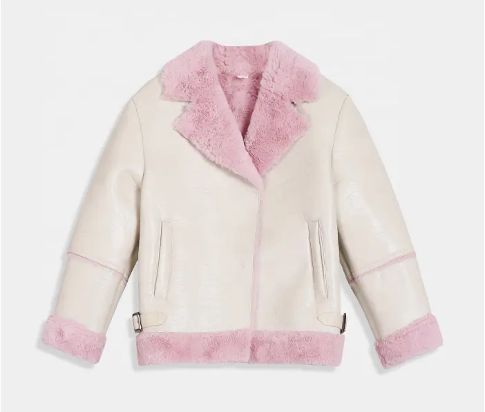 Individueller Winter Kinder Kunstleder Pelzmantel mit Fleece innen rosa Mädchenjacken Bomber für Kinder