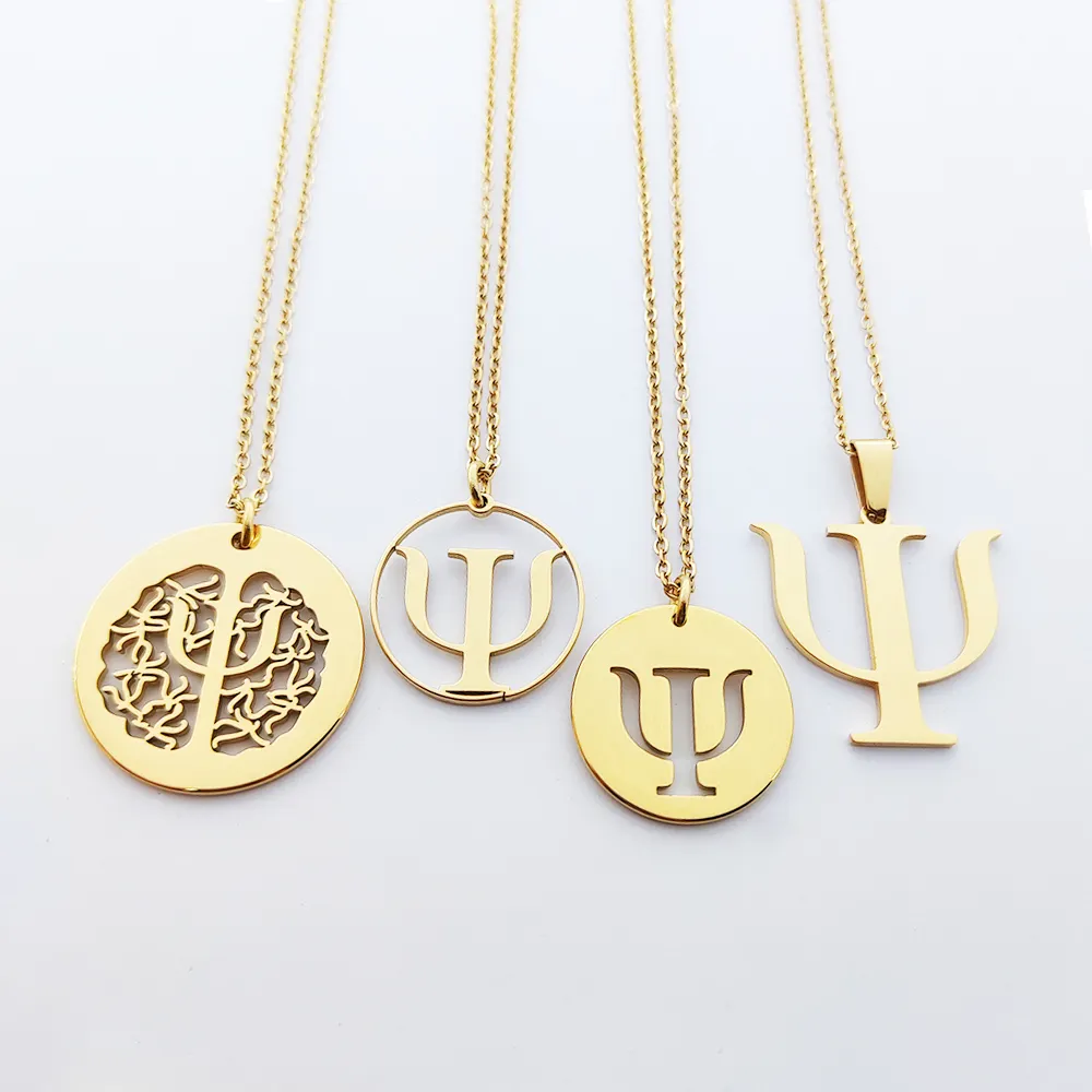 316L Psicologia Colar Aço Inoxidável Psi Psychic Symbol Jóias Presente Dainty Psiquiatra Colar Jóias Bijoux En Acier