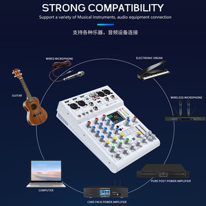 4 Channel USB Interface Mixer DJ Sound <strong>Controller</strong> Mini Mixer with Sound Card and Blueteeth Function for Home Outdoor Party Band - Product Image 4