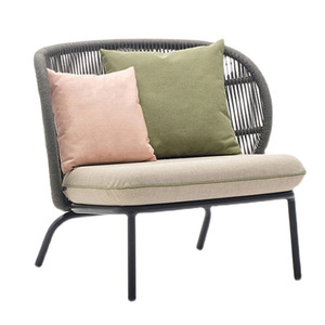 Modern Unusual Outdoor Chairs <strong>Patio</strong> Aluminum Frame Weaving Rope Dining Set - Product Image 6