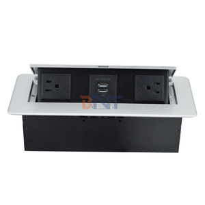 ที่ชาร์จ USB แบบคู่และ5A รางไฟอลูมิเนียม IP44ช่องเสียบบนโต๊ะพร้อมเต้ารับบนโต๊ะเต้าเสียบปลั๊กไฟแบบ US คู่ - Product Image 6