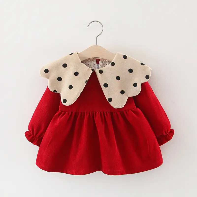 Nuovo bambino di Autunno Delle Ragazze A Maniche Lunghe di Velluto A Coste Vestito Rosa di Modo di Bowknot Vestito Dalla Principessa Del Bambino abbigliamento Per Bambini