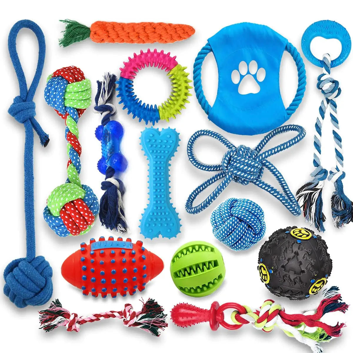 Vente chaude puzzle interactif jouet pour chien ensemble avec disque volant grinçant os jouet à mâcher corde de remorqueur en corde de coton jouet à mâcher en peluche