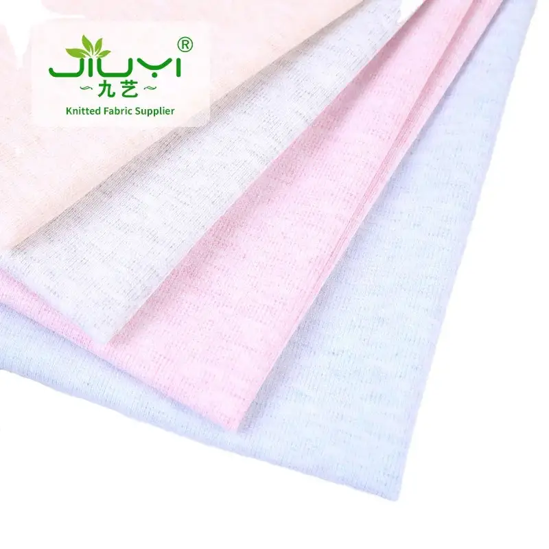 Tela de tela lisa para traje de bebé, tejido de punto entrelazado de 100% algodón, hilo teñido suave, suministro de China