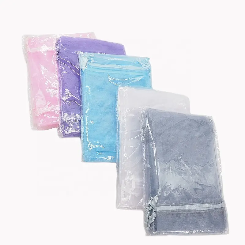 Pochettes pour bonbons, sachets en Organza transparent de haute qualité, avec cordon de serrage, couleur assorties, cadeau en maille, 100 pièces, livraison rapide