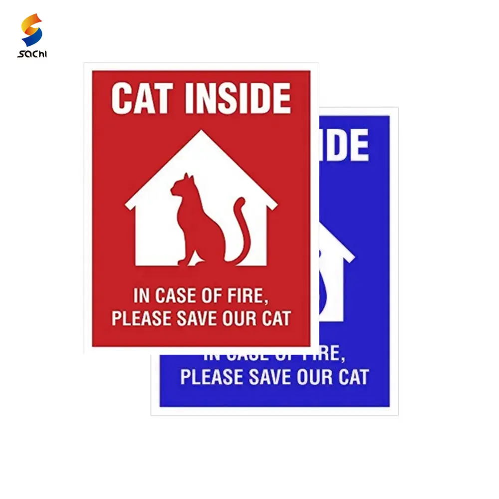 カスタムステッカーシート印刷猫内側ステッカー自己粘着ビニールダイカット危険禁煙警告サイン家の看板