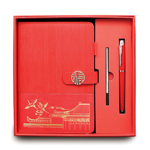 定制Logo印刷A5 B5 A6笔记本时尚日记本套装精装Pu皮革礼品记事本带u盘书签 - Product Image 4