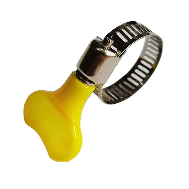 Abrazadera de manguera roscada de estilo americano de alta calidad y alta resistencia mango de mariposa amarilla