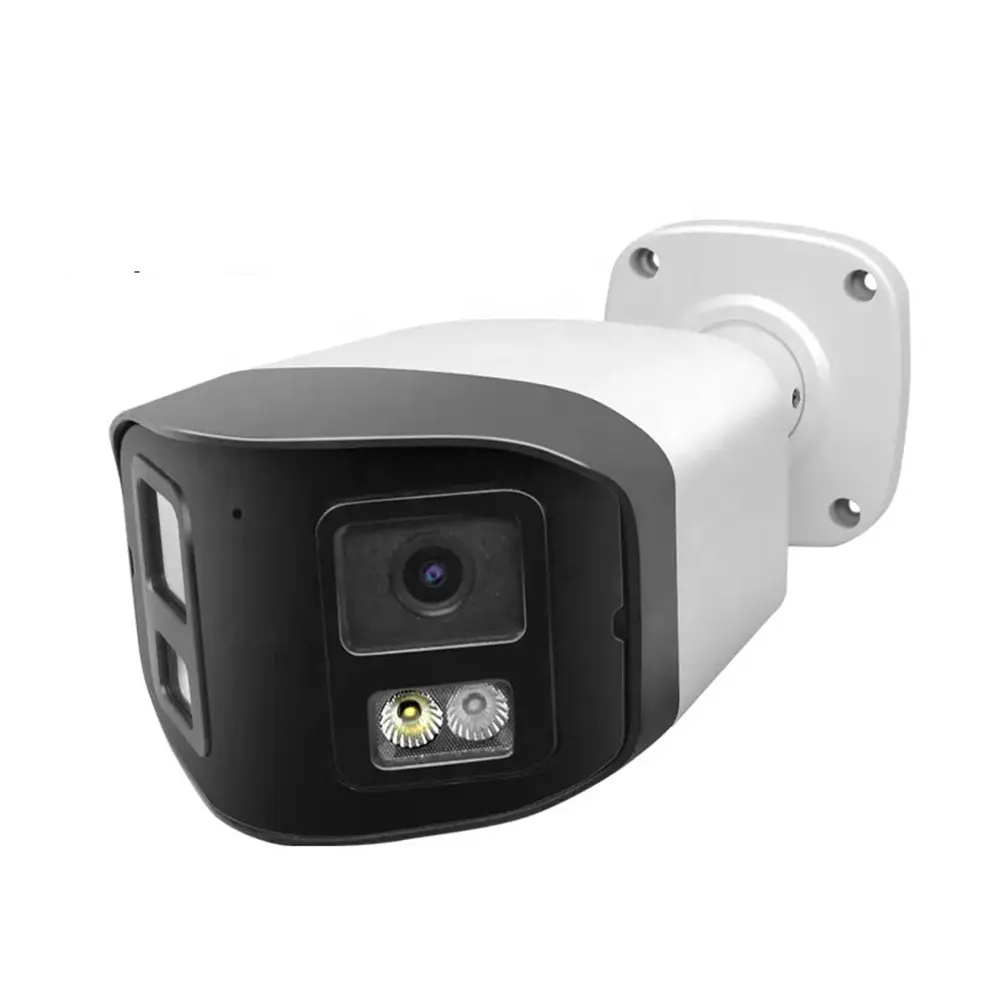 Rilevamento del corpo umano 4MP due lenti CCTV apparecchiature di sicurezza visione notturna a colori telecamera POE di rete IP a LED calda per la sicurezza domestica