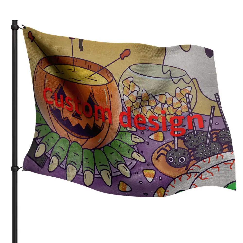 Huiyi Günstige Polyester 3 X5 Ft Flagge Digitaldruck Werbe Custom Design Werbung Flagge für Weihnachten Halloween Festival