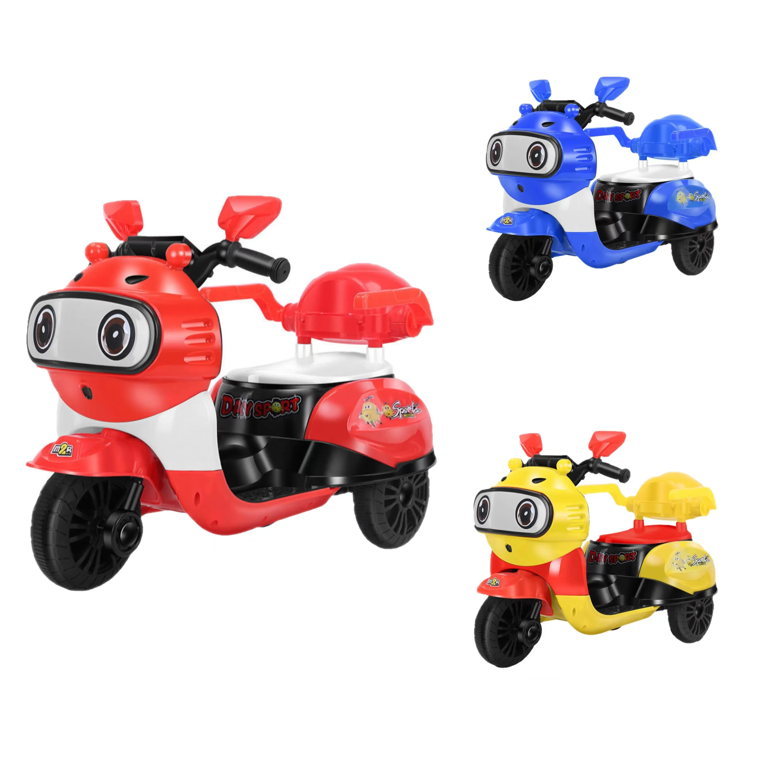 Coche de dibujos animados para niños, lámpara de simulación de luz musical, motocicleta de juguete recargable, coche para bebé